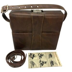 Vintage‎ Polaroid SX-70 Land Camera Leather Case Turn Key Open Extra Strap READ